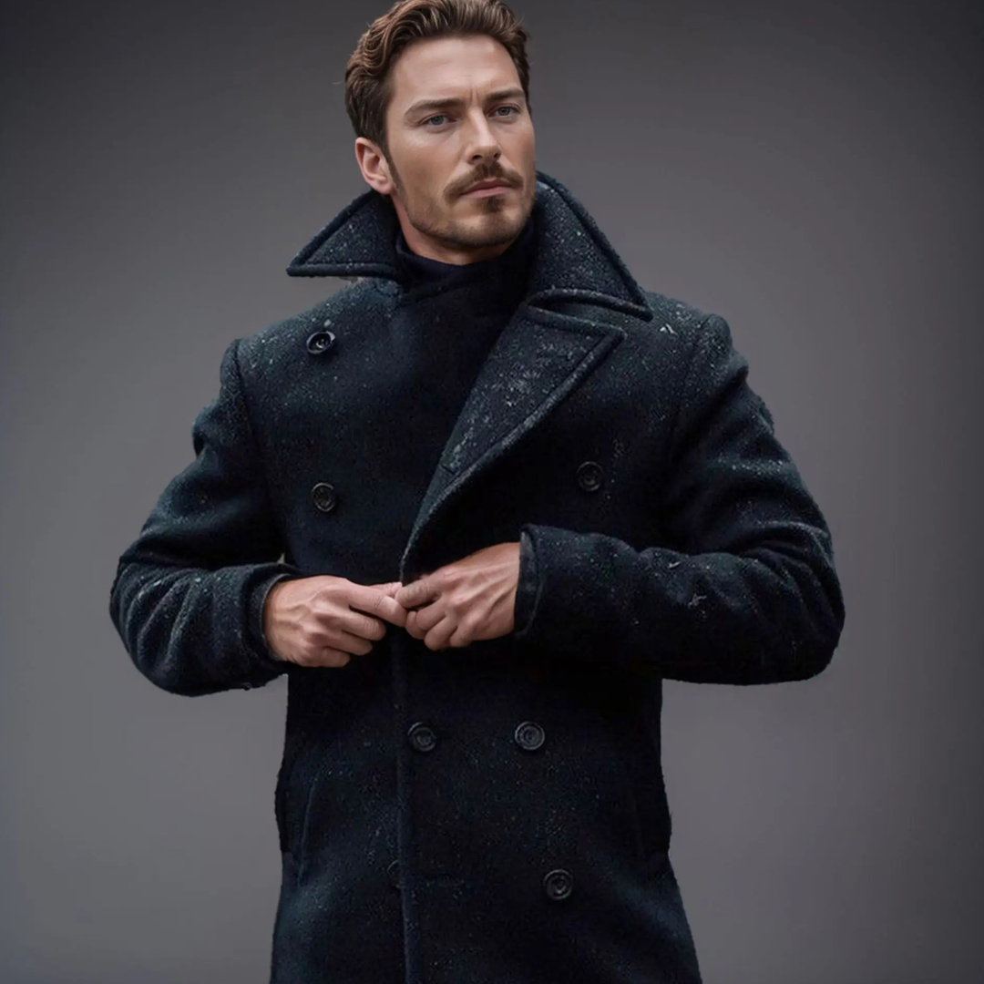 Serena | Elegant Double Breasted Wool Peacoat For Men