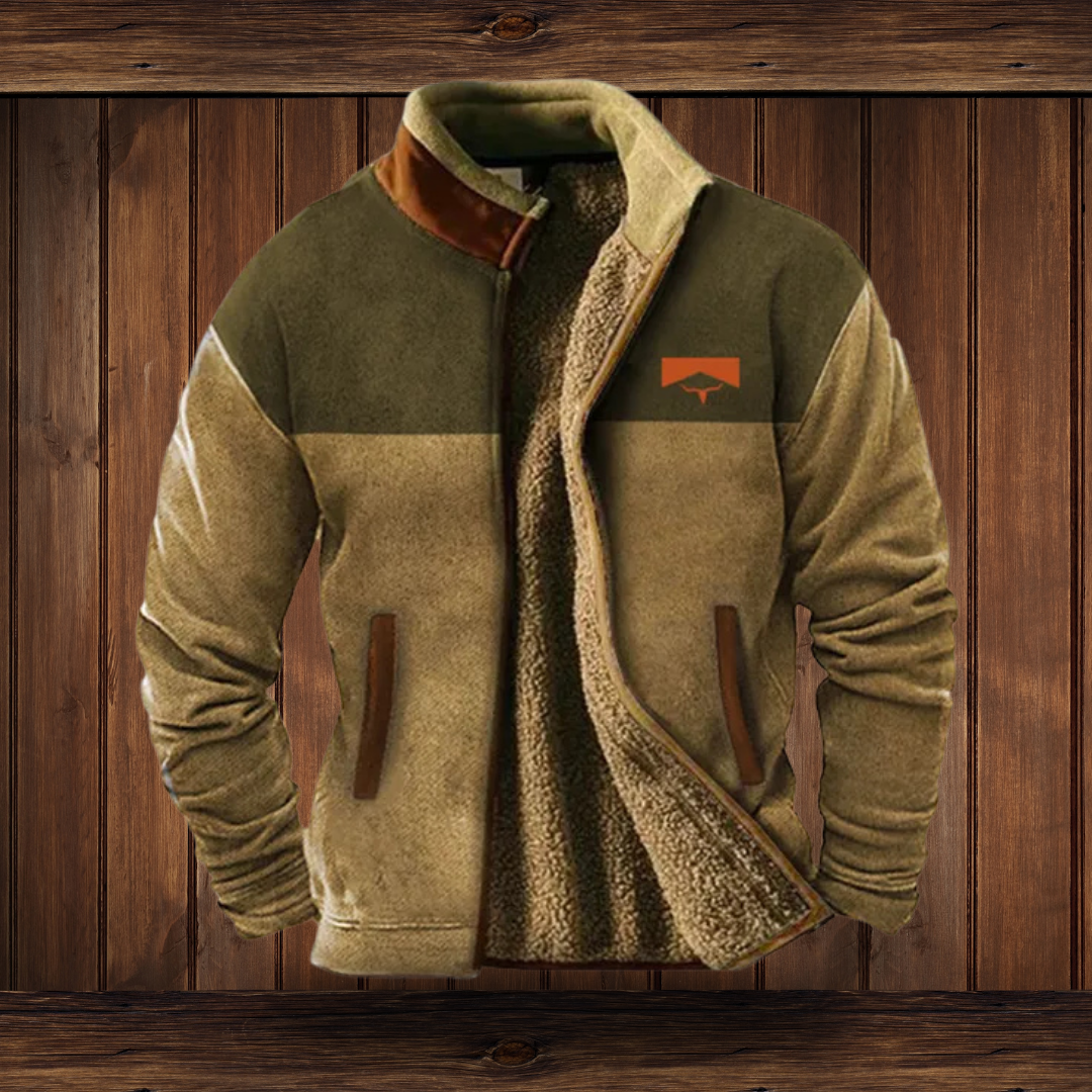 Jaxon | Stylish Southwestern Fleece Jacket With Native Print Sleeves