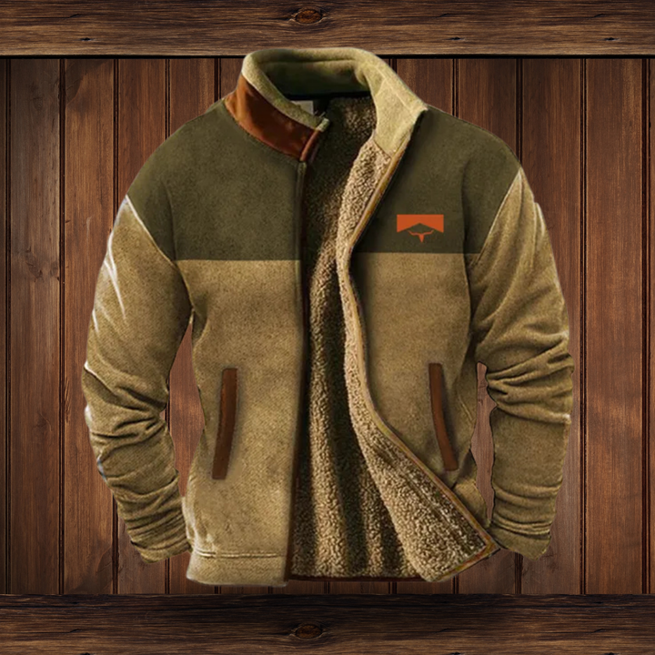 Jaxon | Stylish Southwestern Fleece Jacket With Native Print Sleeves