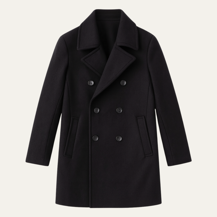 Serena | Elegant Double Breasted Wool Peacoat For Men