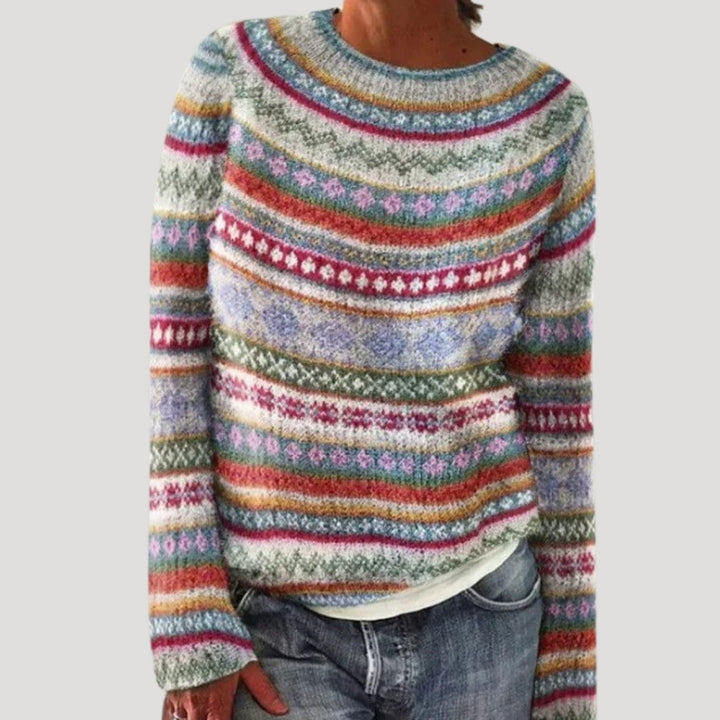 Evie | Stylish Fair Isle Colorful Knitted Sweater With Round Neck