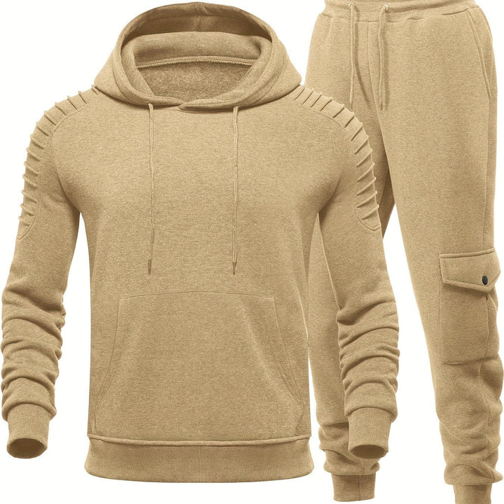 Eva | Stylish Men's Hooded Tracksuit Set With Pleated Shoulders