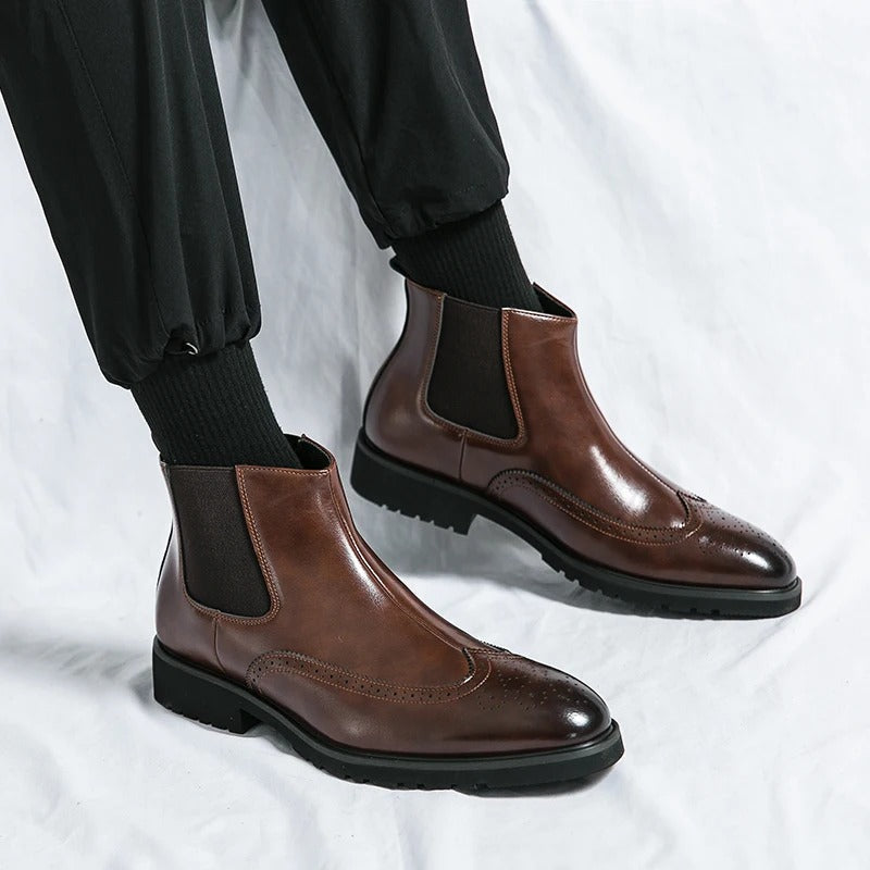 Margot | Elegant Brogue Chelsea Boots With Premium Leather