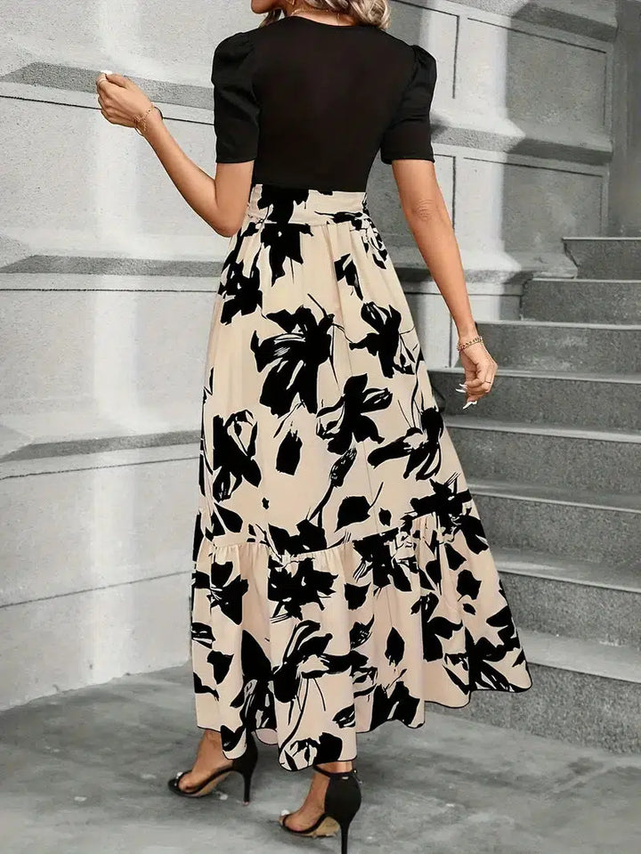 Maxine | Elegant Floral Print A-Line Maxi Dress