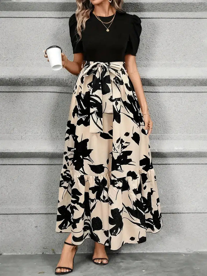 Maxine | Elegant Floral Print A-Line Maxi Dress