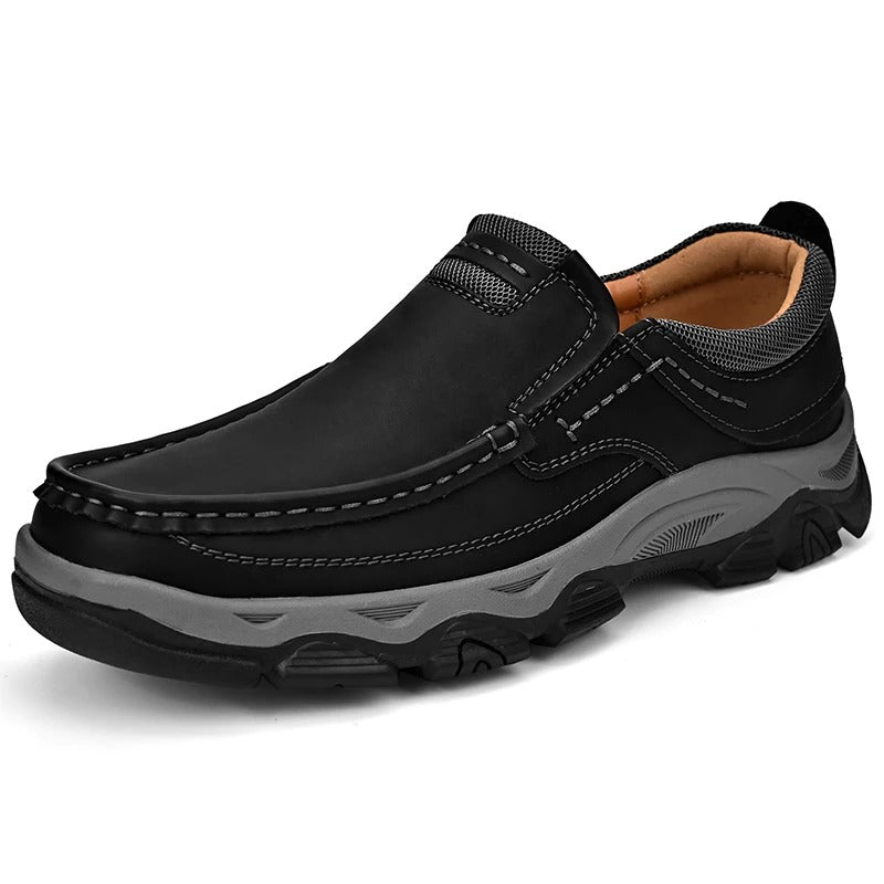 Kai | Sleek Brown Leather Slip-On Loafers For Men