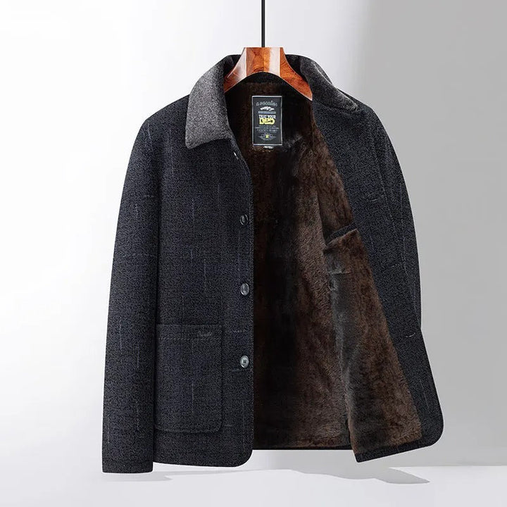 Tessa | Elegant Herringbone Wool Jacket With Fur Lining
