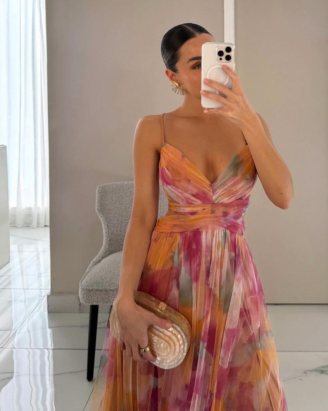 Ava | Elegant Floral Print V-Neck Maxi Dress