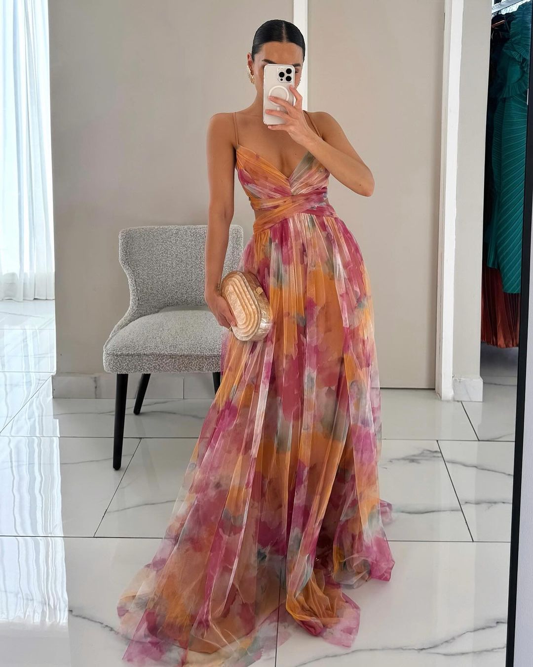 Westlake | Elegant V-Neck Floral Print Maxi Dress