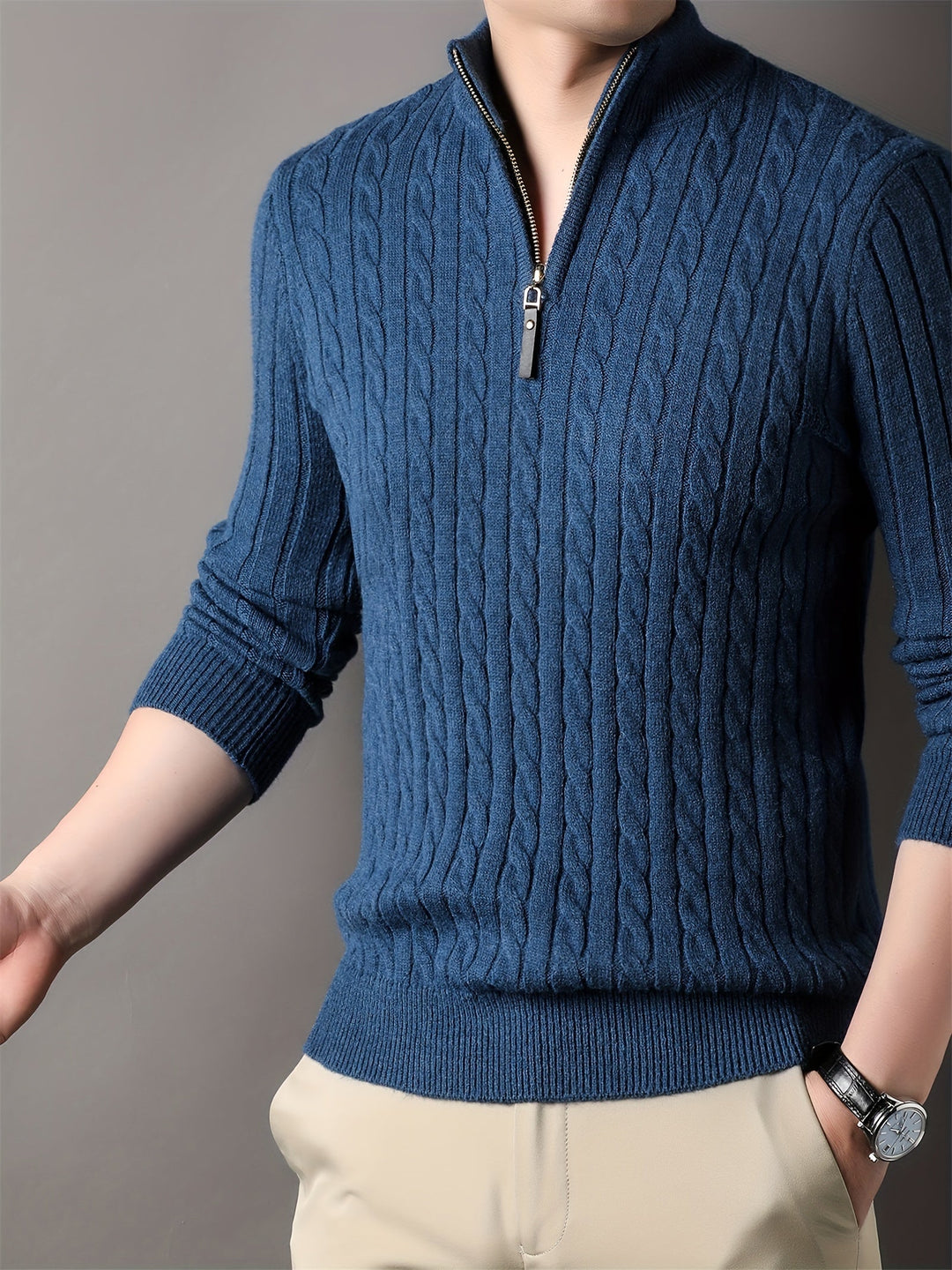 Connor | Men’s Half Zip Ribbed Knit Sweater