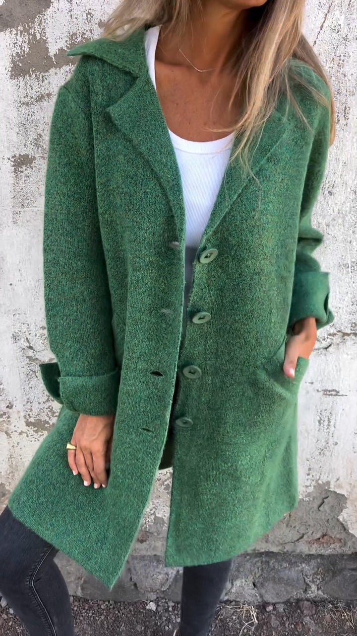 Marlowe | Chic Oversized Button Front Coat With Lapel Collar