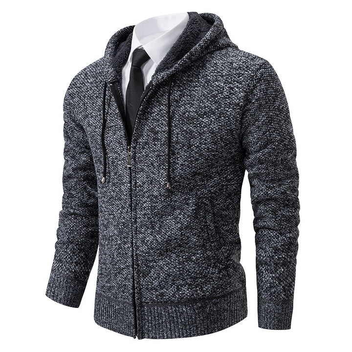 Rosalynn | Stylish Men's Zip-Up Hooded Knit Cardigan Sweater