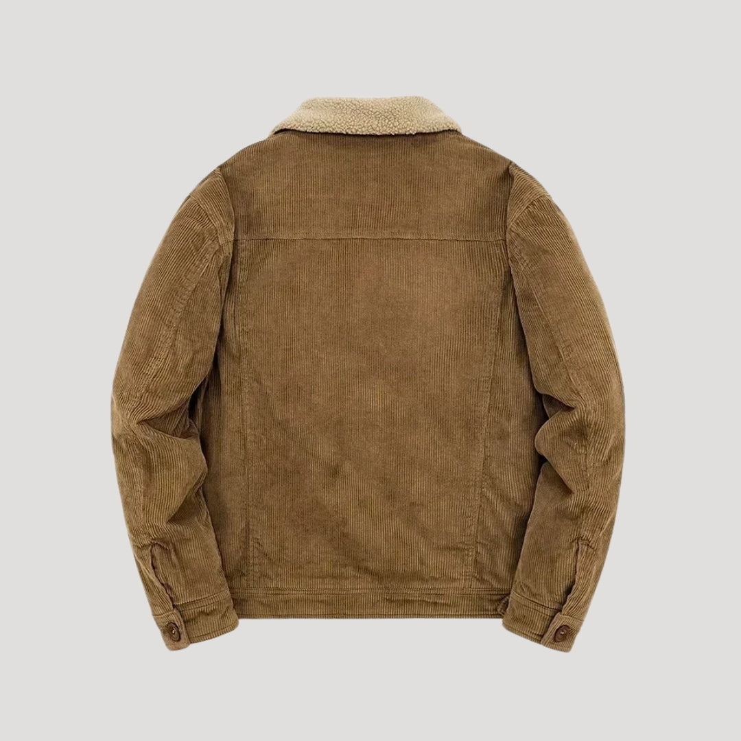 Kai | Stylish Brown Corduroy Sherpa Lined Trucker Jacket