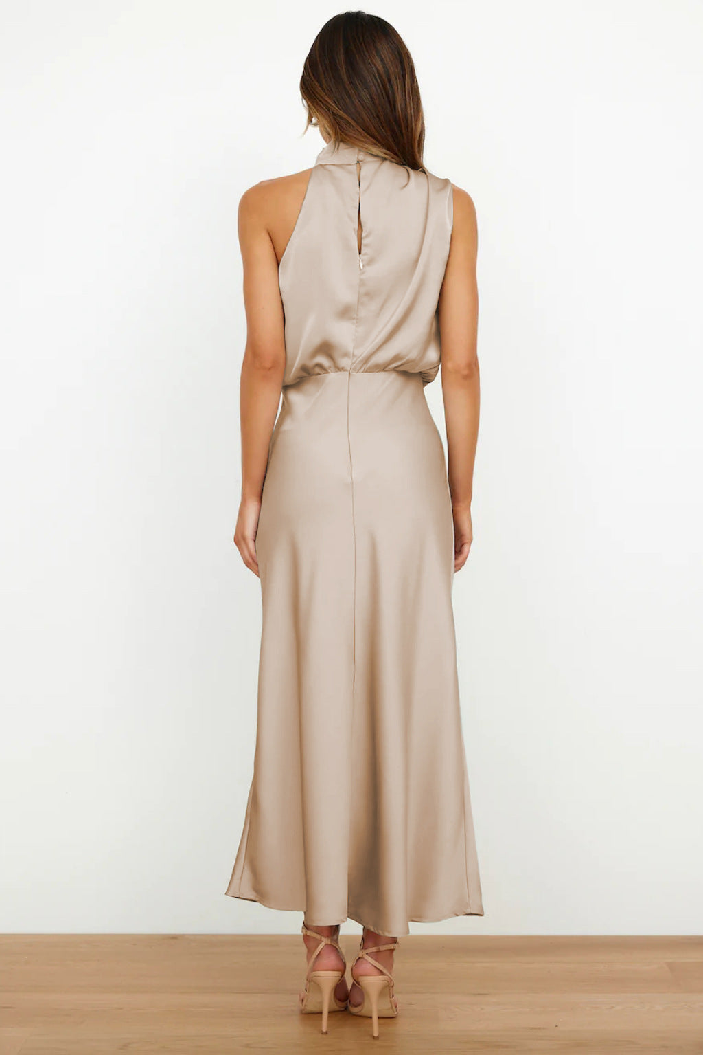 Zoe | Elegant Halter Neck Draped Maxi Dress