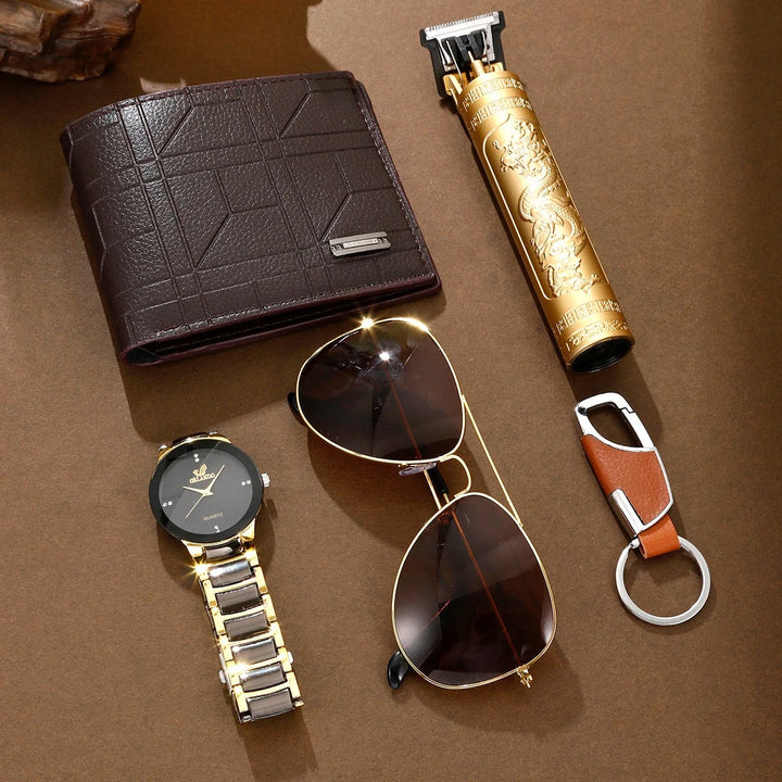Vivienne | Elegant Men's 5-Piece Aviator Gift Set With Watch
