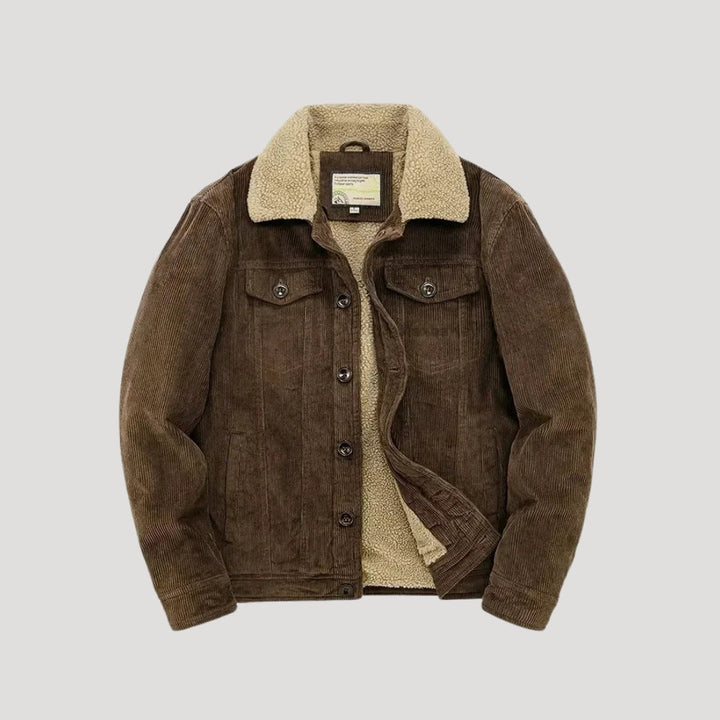 Kai | Stylish Brown Corduroy Sherpa Lined Trucker Jacket