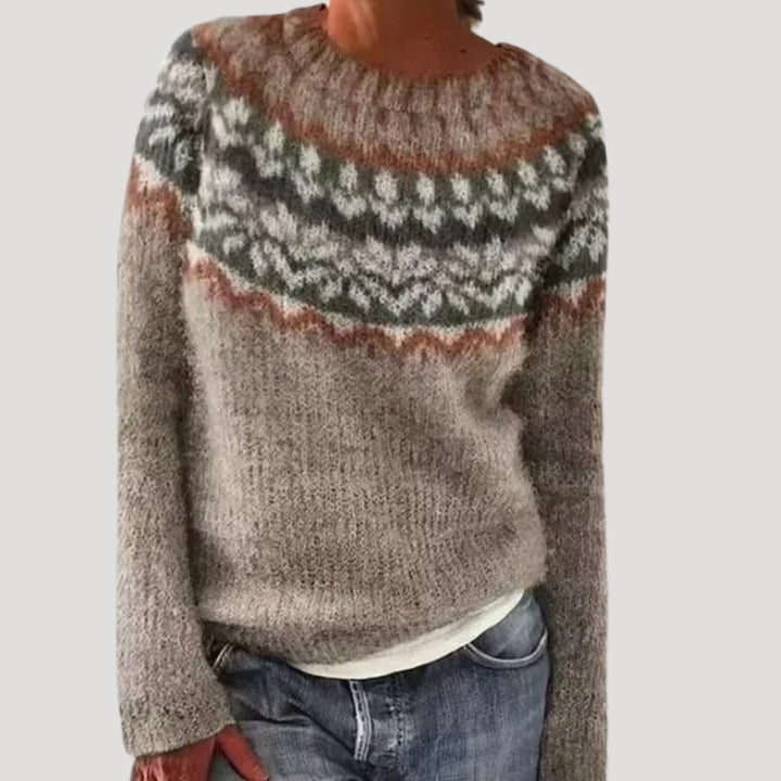 Eliana | Stylish Fair Isle Yoke Sweater With Colorful Nordic Pattern