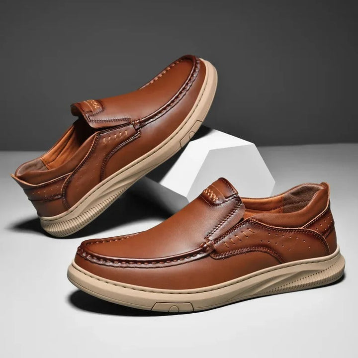 Carter | Sleek Brown Leather Slip-On Loafers For Men