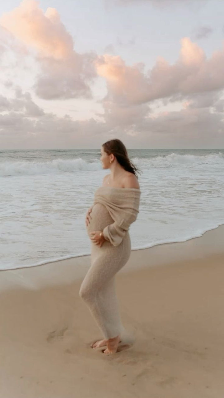 Riley | Elegant Off-Shoulder Maxi Maternity Dress