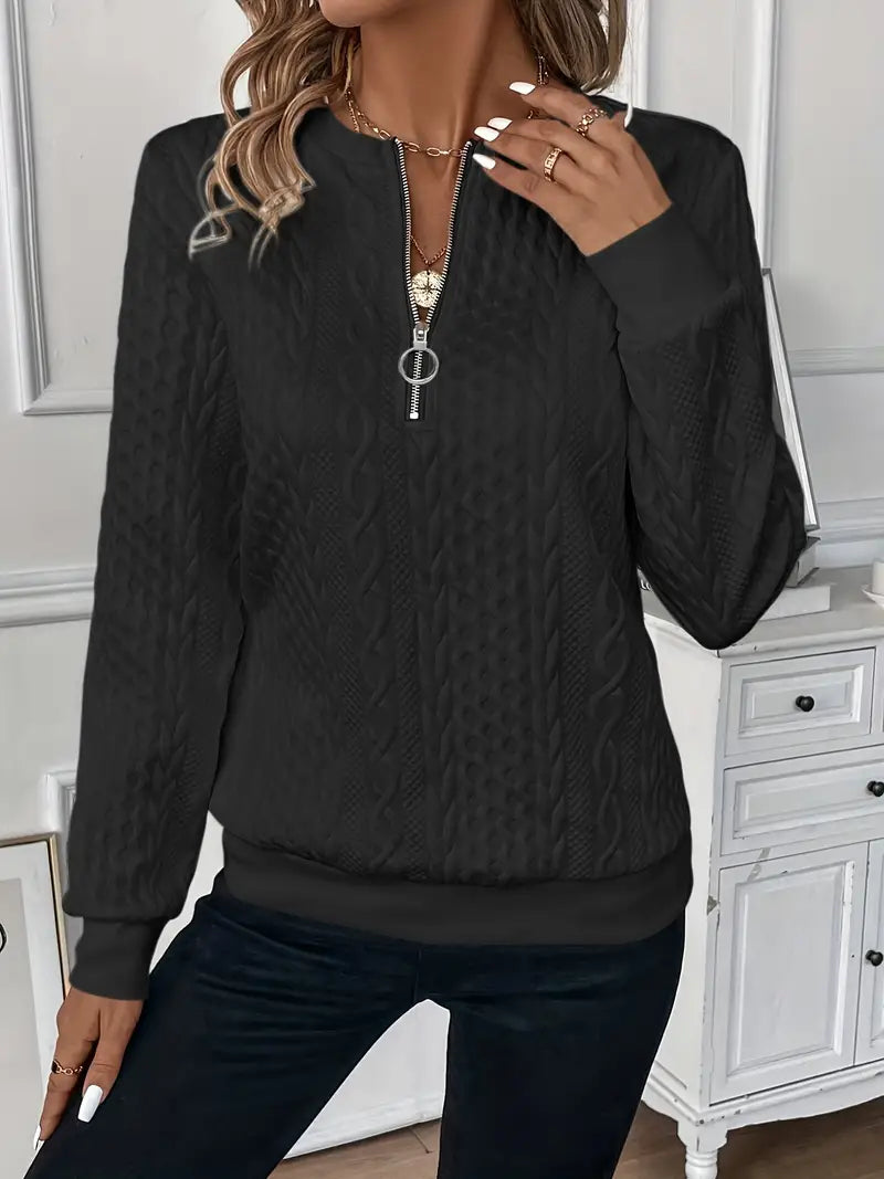 Sybil | Elegant Cable Knit Quarter Zip Jumper