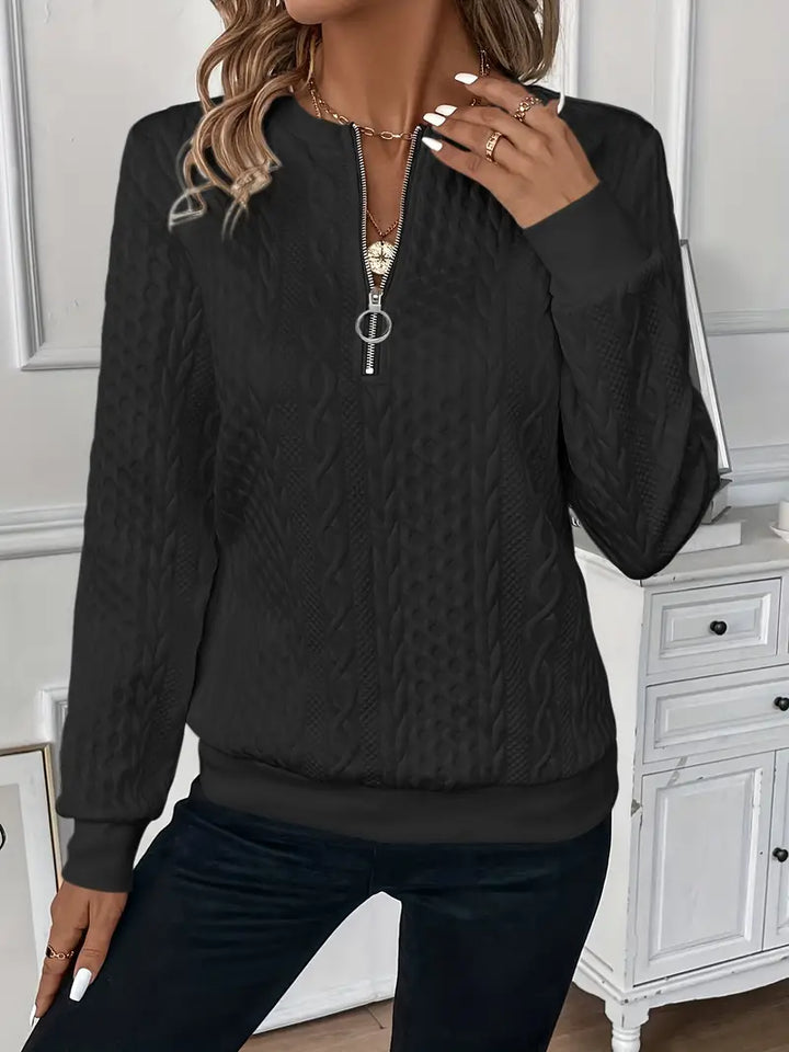 Willa | Chic Cable Knit Quarter Zip Sweater Women