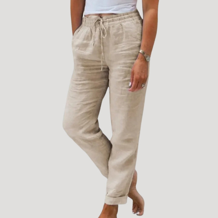 Margot | Elegant Cotton Drawstring Tapered Trousers