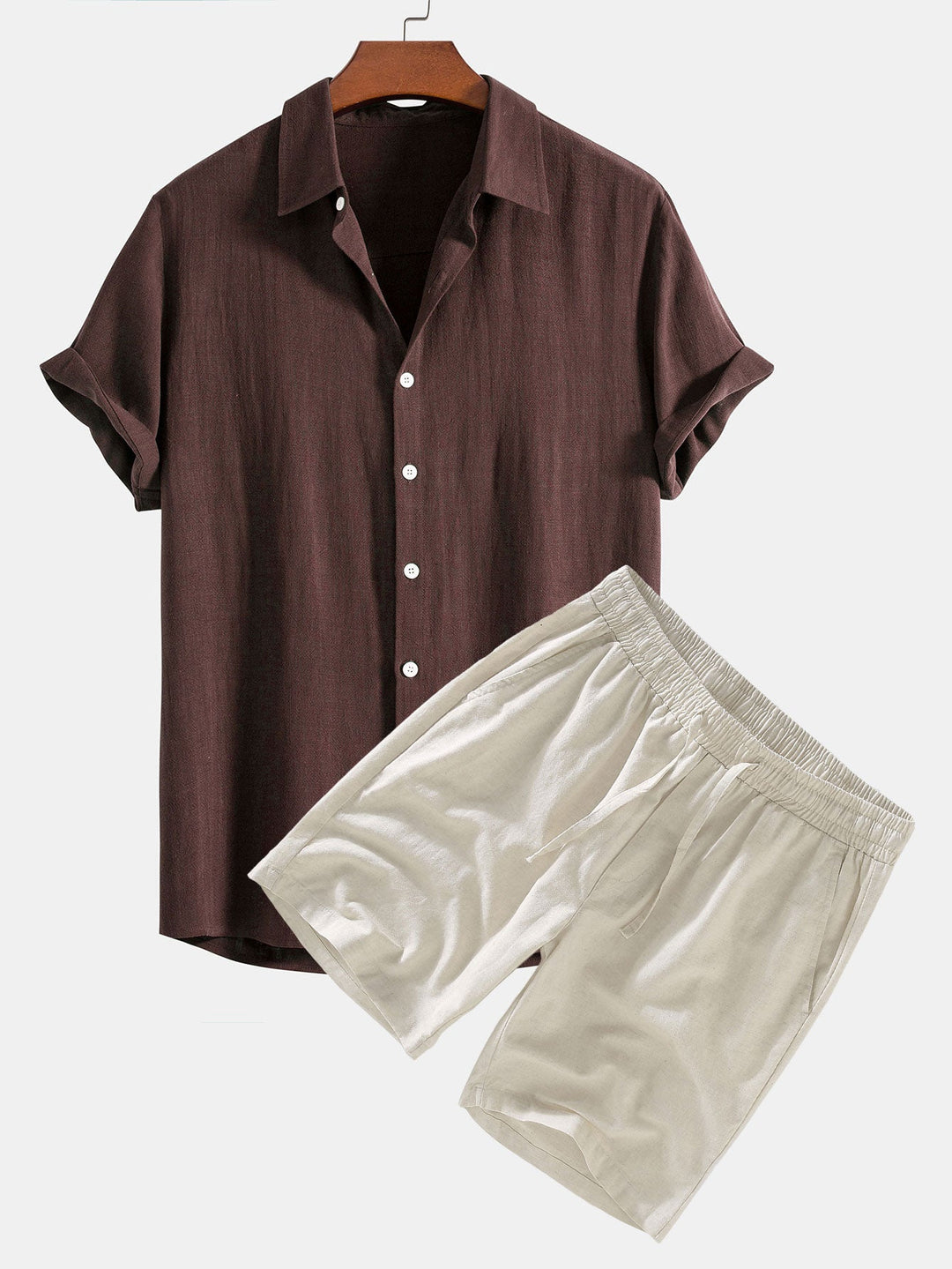 Marlborough | Elegant Short Sleeve Linen Shirt And Shorts Set Men