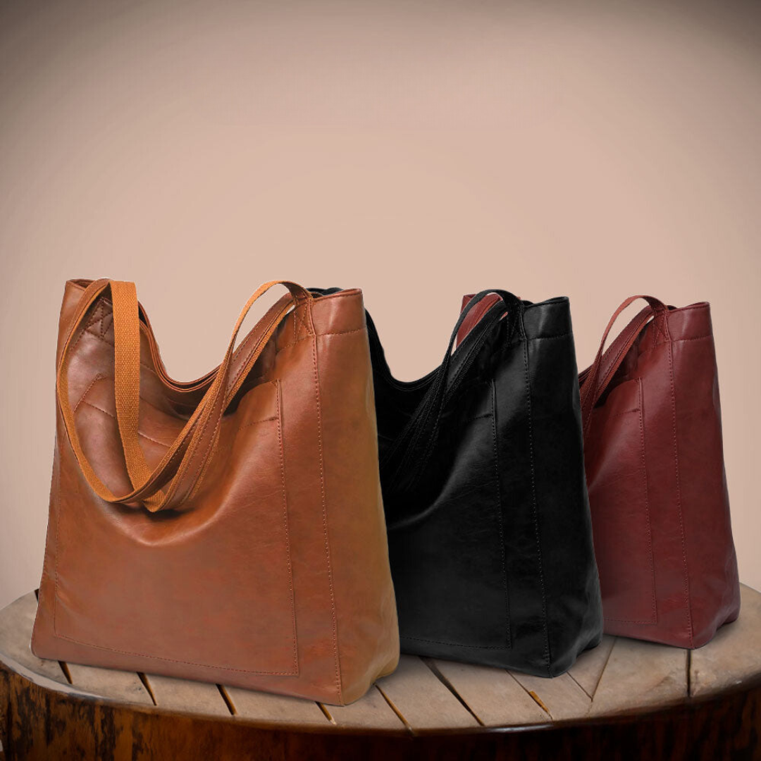 Evelyn | Elegant Brown Leather Tote Bag With Classic Silhouette