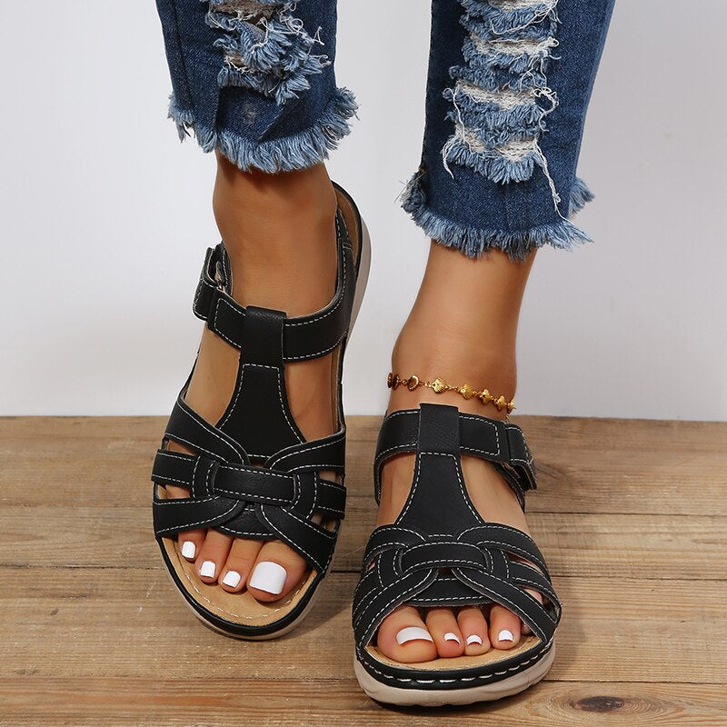 Felicity | Elegant Arch Support Walking Sandals With Buckle Straps