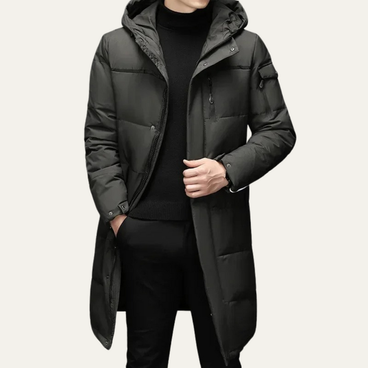 Serena | Sleek Longline Hooded Men's Thermal Puffer Coat