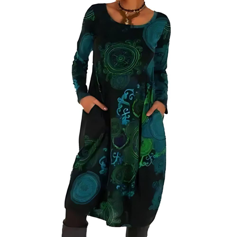 Beatrix | Boho Long Sleeve Midi Dress With Pockets