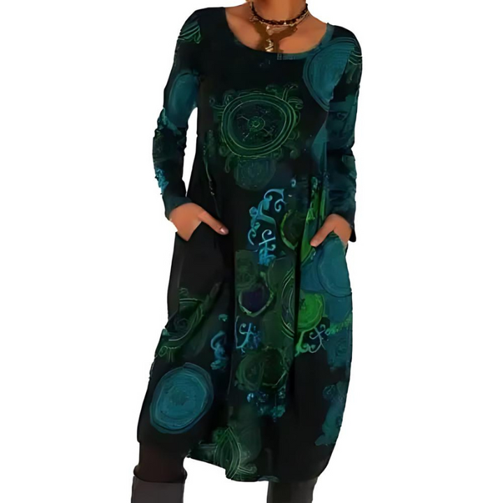 Beatrix | Boho Long Sleeve Midi Dress With Pockets