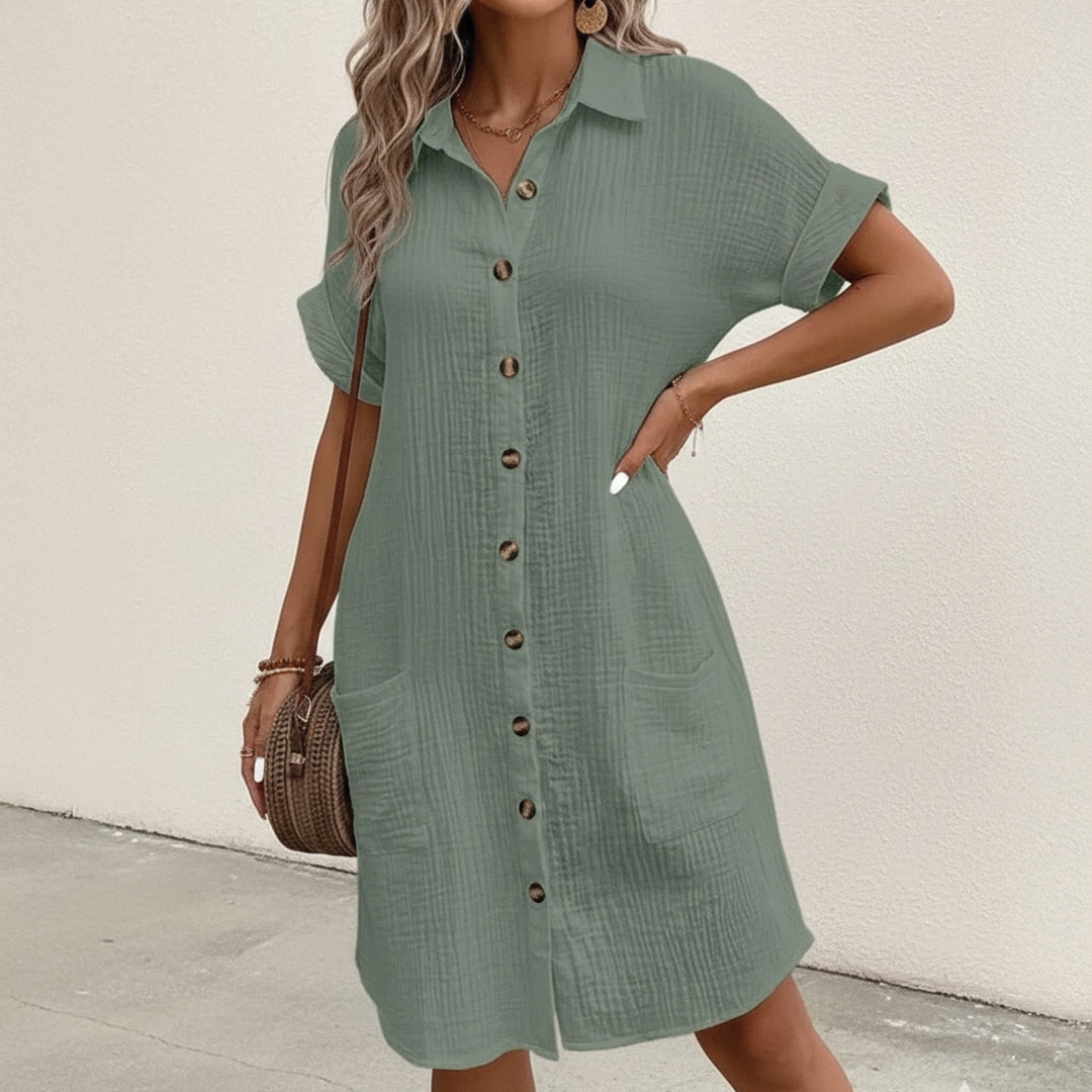 Felicity | Chic Button-Down Midi Shirt Dress