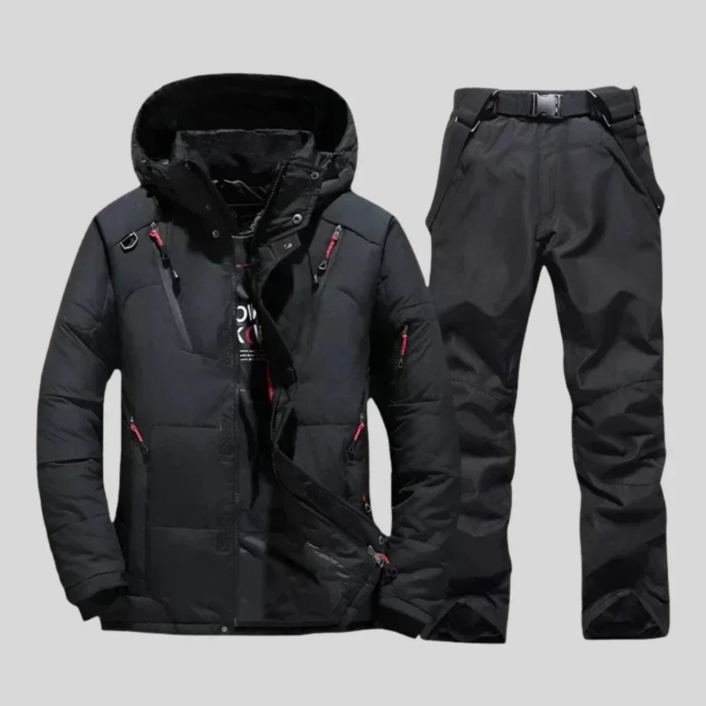 Ethan | Stylish Men's Orange Puffer Jacket and Black Snow Pants Winter Set