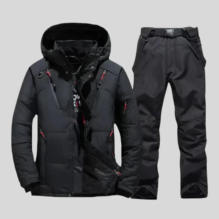 Ethan | Stylish Men's Orange Puffer Jacket and Black Snow Pants Winter Set