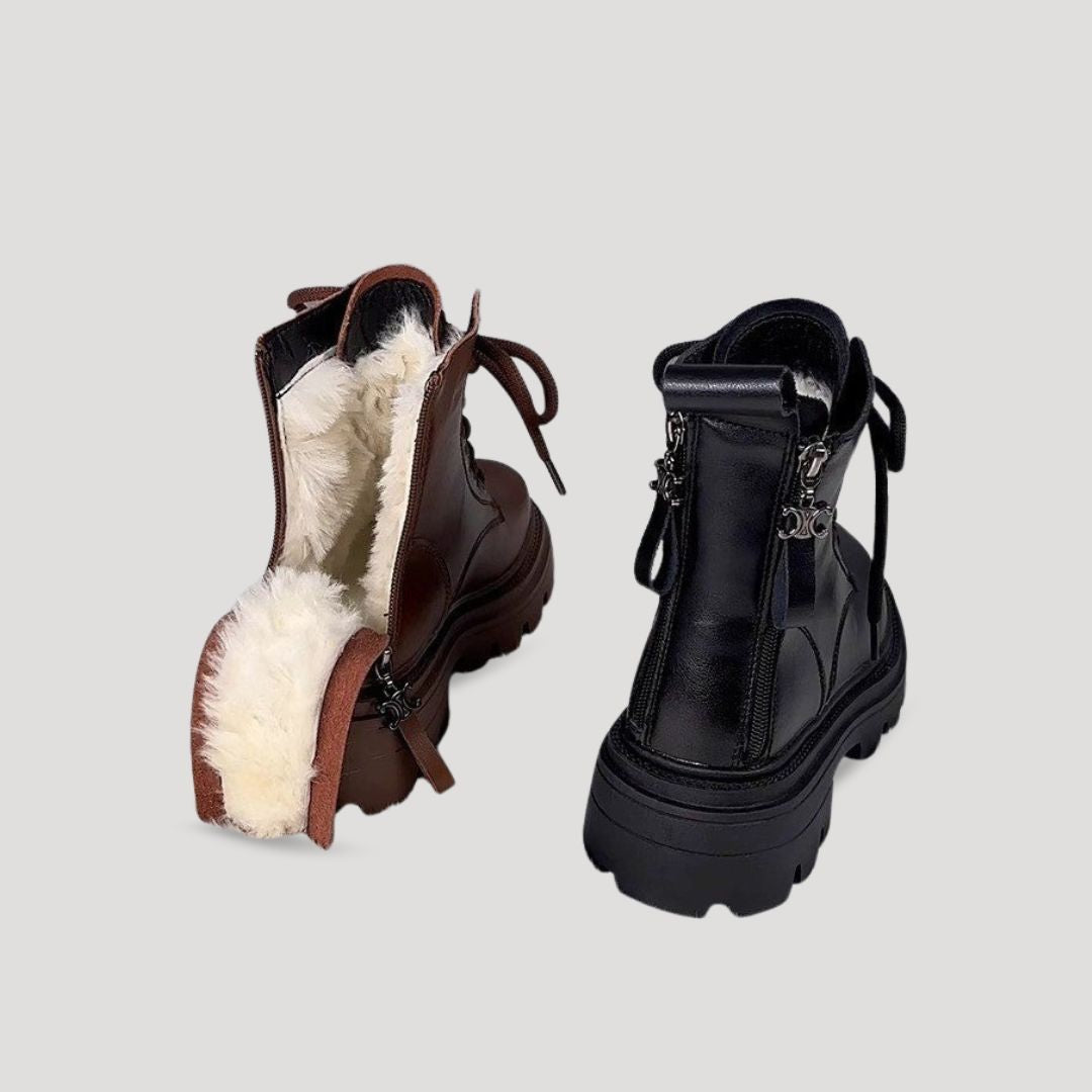 Ruby | Stylish Fur Lined Lace Up Combat Boots