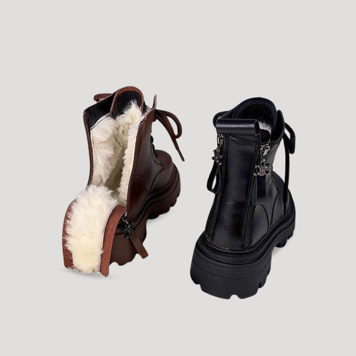 Ruby | Stylish Fur Lined Lace Up Combat Boots