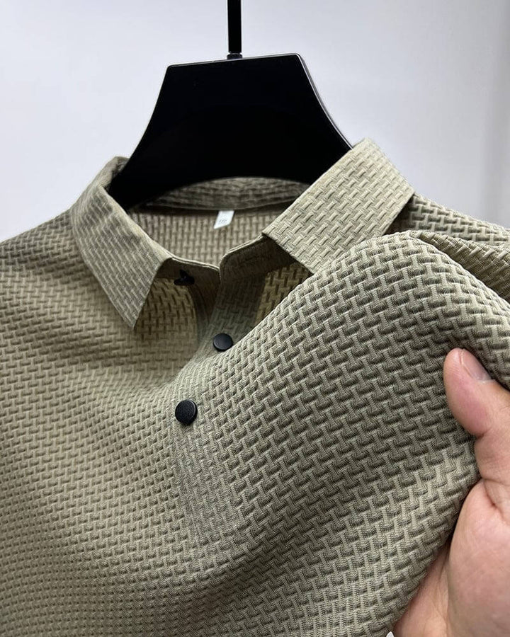 Miles | Textured White Mesh Luxury Polo Shirt For Men