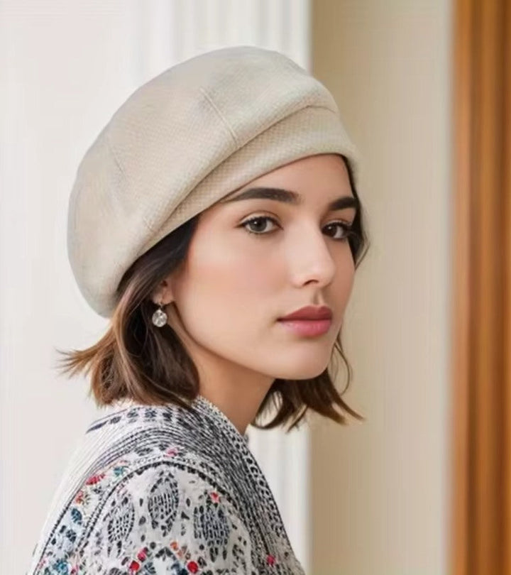 Harper | Elegant Houndstooth French Beret With Vintage Style