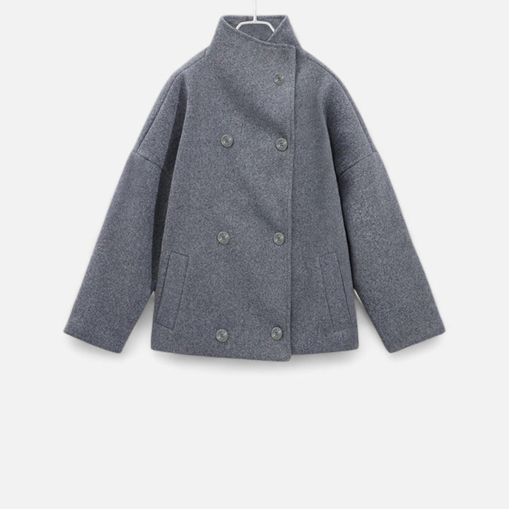 Sophia | Chic Double Breasted High Collar Short Wool Coat