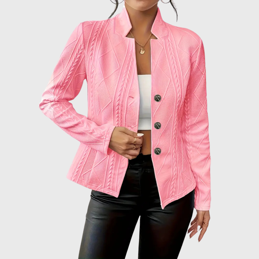 Paloma | Elegant Textured Cable-Knit Blazer With Button Detail