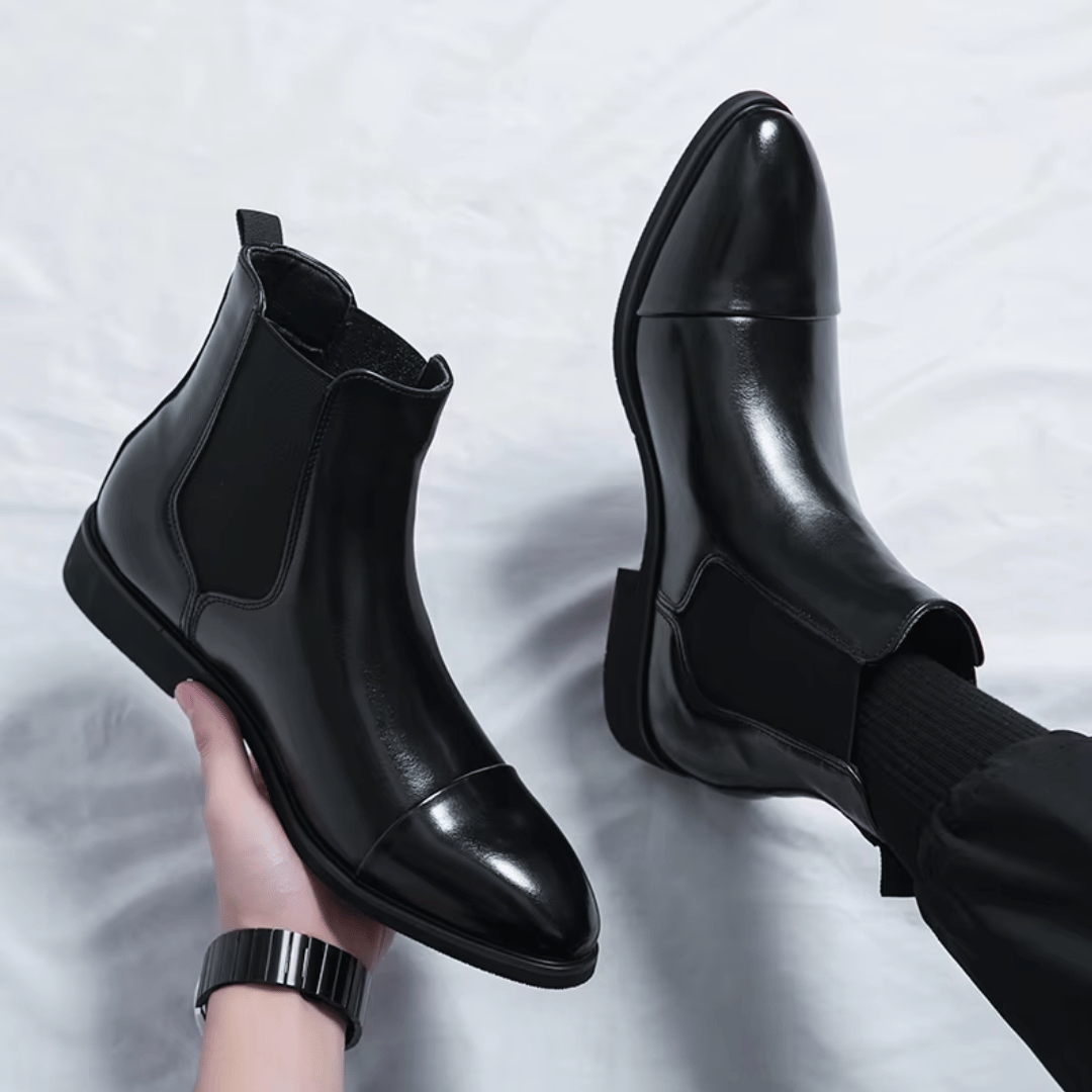 Rosie | Elegant Premium Leather Chelsea Boots With Red Sole Detail