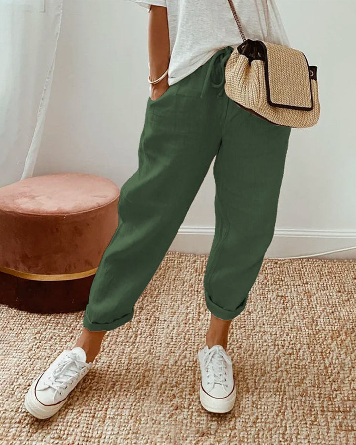 Cordelia | Effortless Drawstring Cotton Pants Women - Relaxed Fit