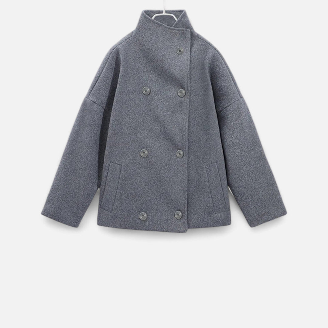 Sophia | Chic Double Breasted High Collar Short Wool Coat
