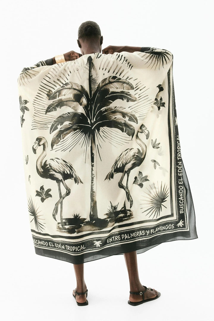 Cordelia | Elegant Tropical Print Kaftan Maxi Dress