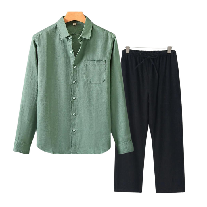 Lincoln | Elegant Linen Button-Up Shirt And Pants Set Men