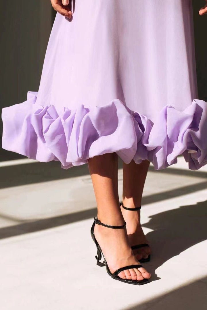 Lily | Elegant Ruffle Spaghetti Strap A-Line Dress