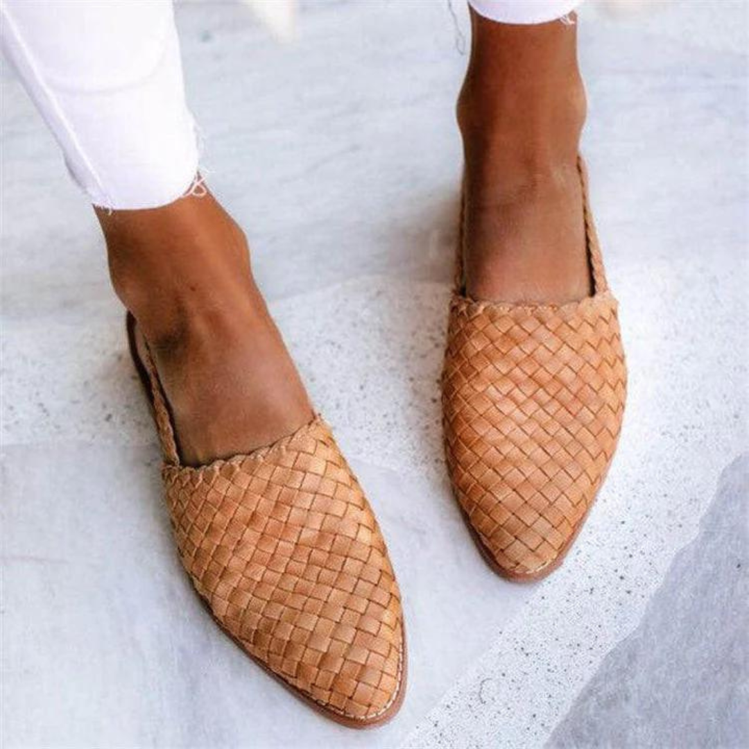 Scarlett | Elegant Woven Leather Closed Toe Slingback Sandals