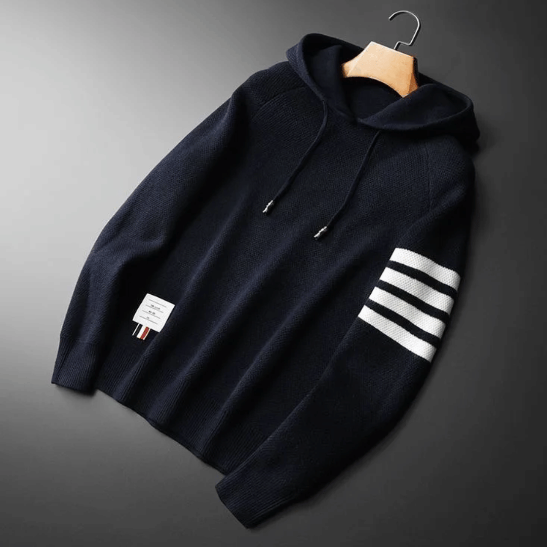 Eloise | Stylish Hooded Knit Sweater With Contrast Stripes