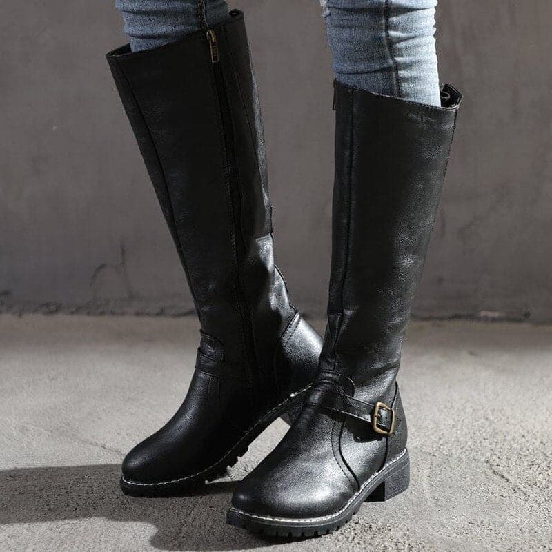 Elizabeth | Classic Buckle Knee-High Boots
